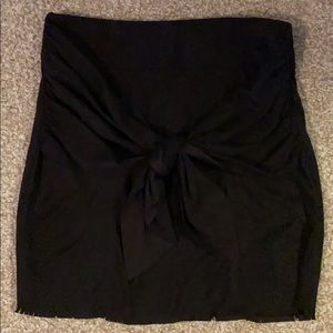 Suede tie front skirt